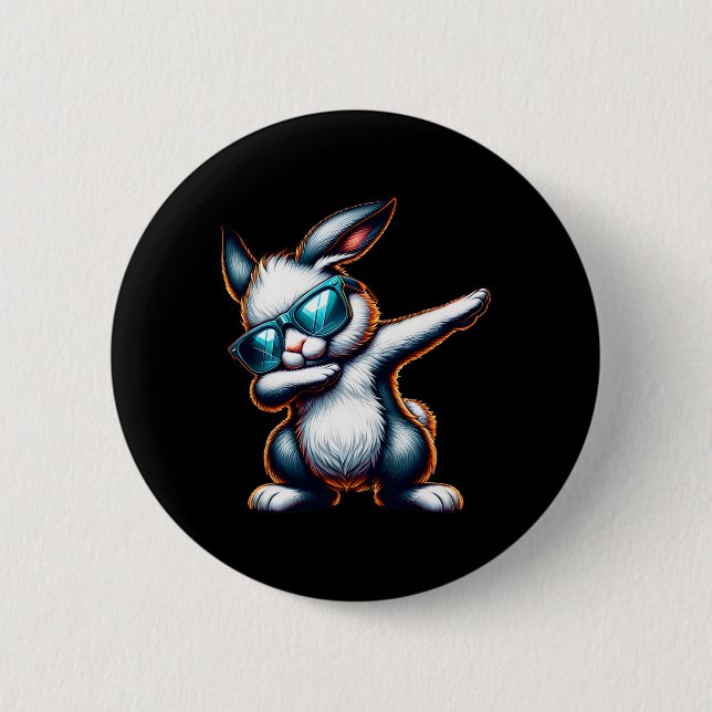 Dabbing Bunny Funny Påskhare Knapp (Framsida)