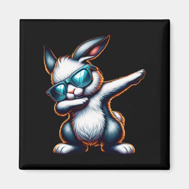 Dabbing Bunny Funny Påskhare Magnet (Framsidan)