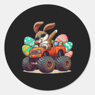 Dabbing Bunny Glad påsk Boys Kids Monster Lastbil Runt Klistermärke