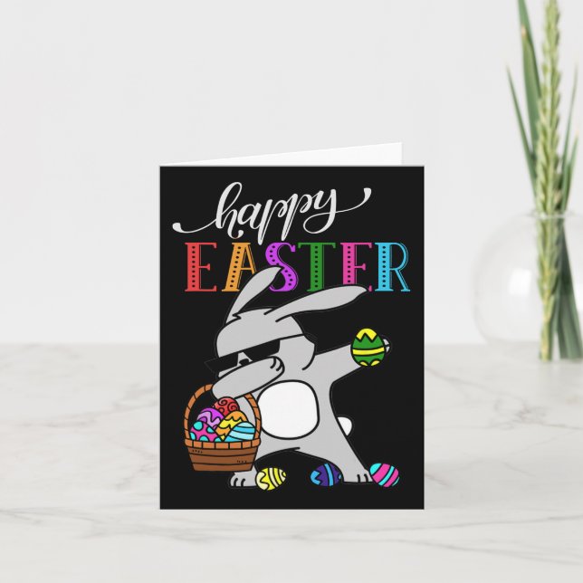 Dabbing Bunny Glad påsk Day Outfit Kort (Framsida)