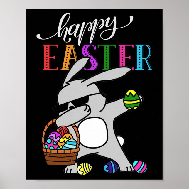Dabbing Bunny Glad påsk Day Outfit Poster (Framsidan)