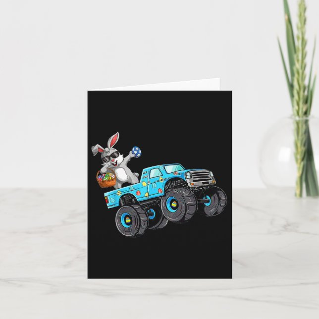 Dabbing Bunny Glad påsk Monster Lastbil Älskare Bo Kort (Framsida)