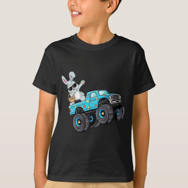 Dabbing Bunny Glad påsk Monster Lastbil Älskare Bo T Shirt (Framsida)