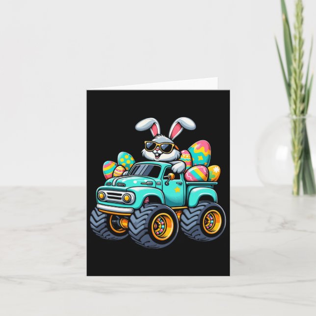 Dabbing Bunny Glad påsk Monster Lastbil Älskare Ki Kort (Framsida)