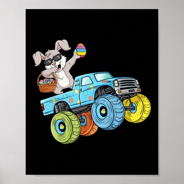 Dabbing Bunny Glad påsk Monster Lastbil Boys Girl Poster (Framsidan)