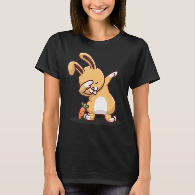 Dabbing Bunny med morot T Shirt (Framsida)
