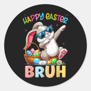 Dabbing Bunny Påsk Bruh Glad påsk för boys Gi Runt Klistermärke