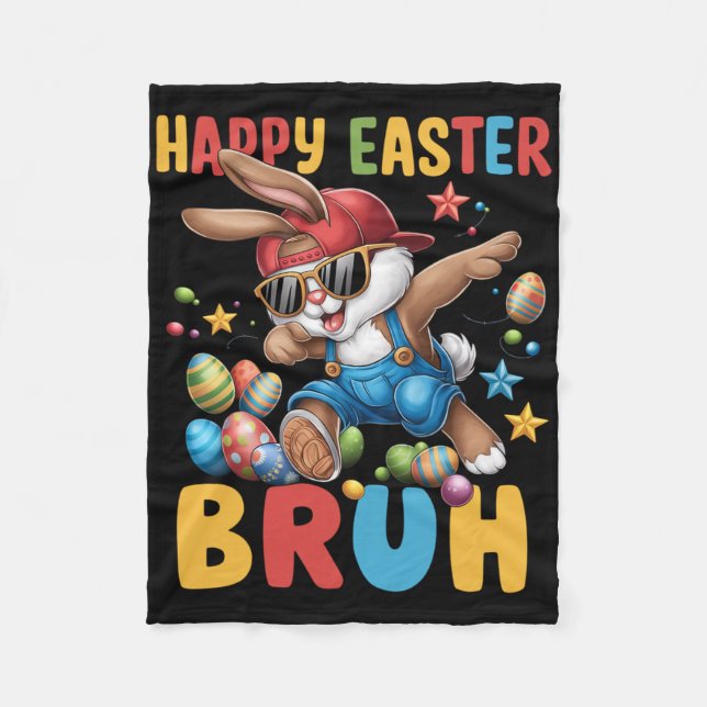 Dabbing Bunny Påsk Bruh Meme Funny Say Tonåringars Fleecefilt (Framsidan)