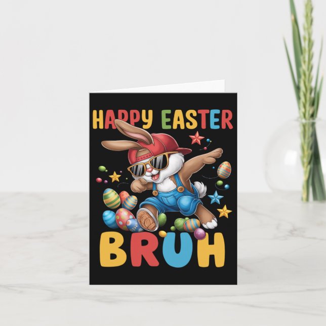 Dabbing Bunny Påsk Bruh Meme Funny Say Tonåringars Kort (Framsida)