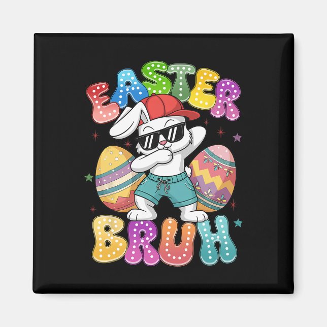 Dabbing Bunny Påsk Bruh Meme Funny Say Tonåringars Magnet (Framsidan)