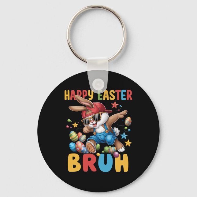 Dabbing Bunny Påsk Bruh Meme Funny Say Tonåringars Nyckelring (Framsida)