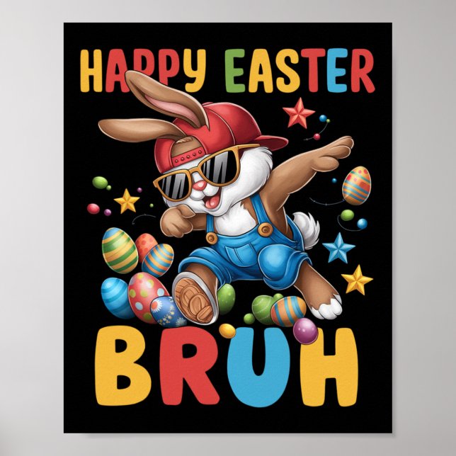 Dabbing Bunny Påsk Bruh Meme Funny Say Tonåringars Poster (Framsidan)