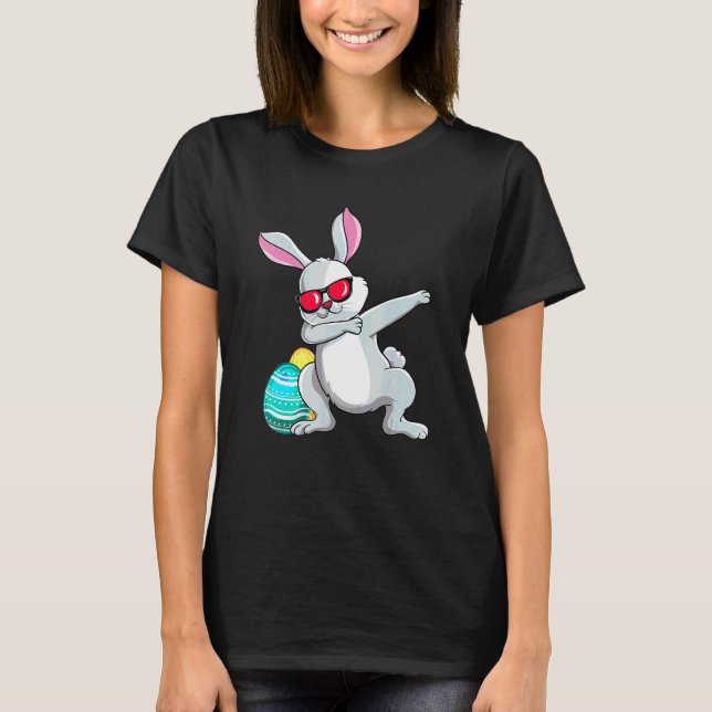 Dabbing Bunny Påsk Day Rabbit Eggs Hunting Dab B T Shirt (Framsida)