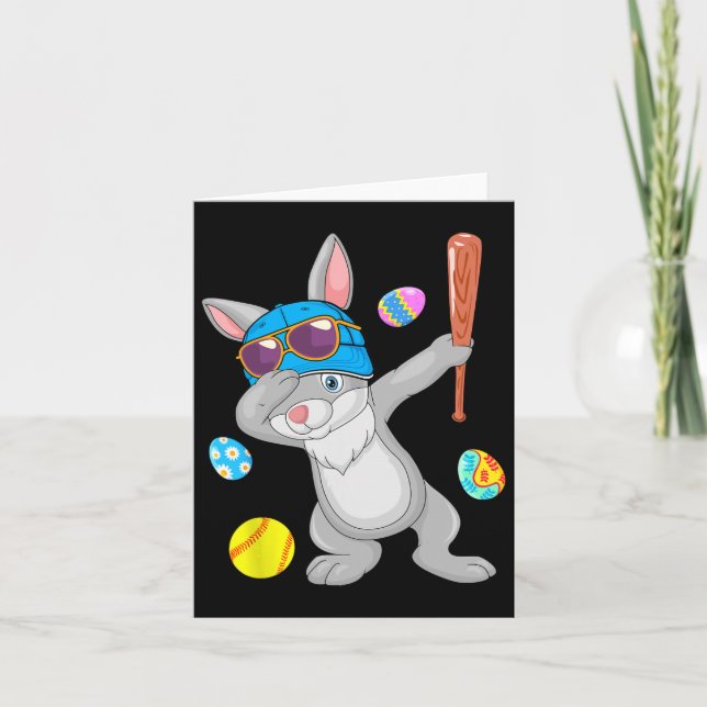 Dabbing Bunny Spela upp Softball Påsk Costume Play Kort (Framsida)