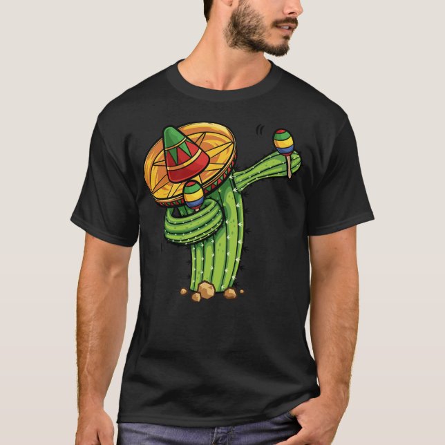 Dabbing Cactus Shirt Cinco de Mayo Fiesta mexikan T Shirt (Framsida)