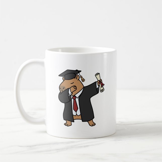 Dabbing Capybara Graduation Mug Funny Graduate  Kaffemugg (Vänster)