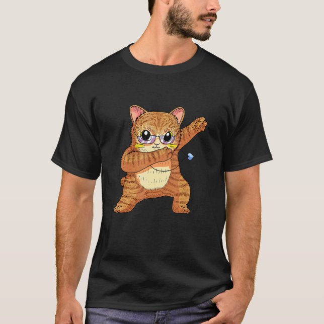Dabbing Cat Dance Cat Dab Kärlek 3 T Shirt (Framsida)