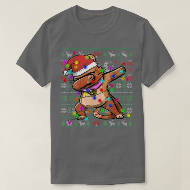 Dabbing Cat Fairy Ljus Ugly jul Sweater Co. T Shirt (Design framsida)
