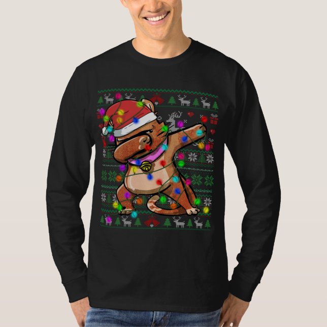 Dabbing Cat Fairy Ljus Ugly jul Sweater Co. T Shirt (Framsida)