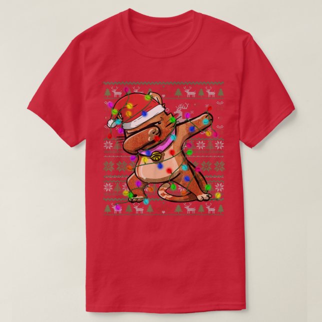 Dabbing Cat Fairy Ljus Ugly jul Sweater Co. T Shirt (Design framsida)