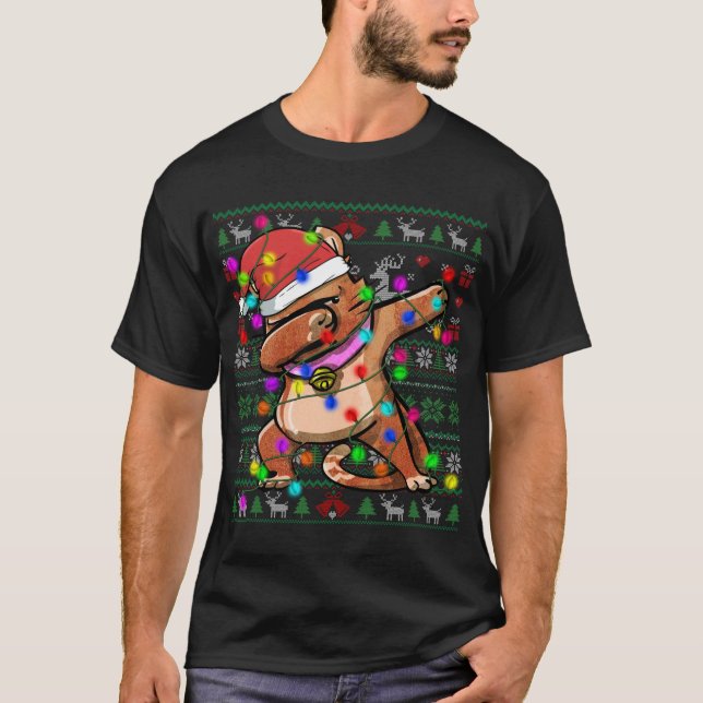 Dabbing Cat Fairy Ljus Ugly jul Sweater Co. T Shirt (Framsida)