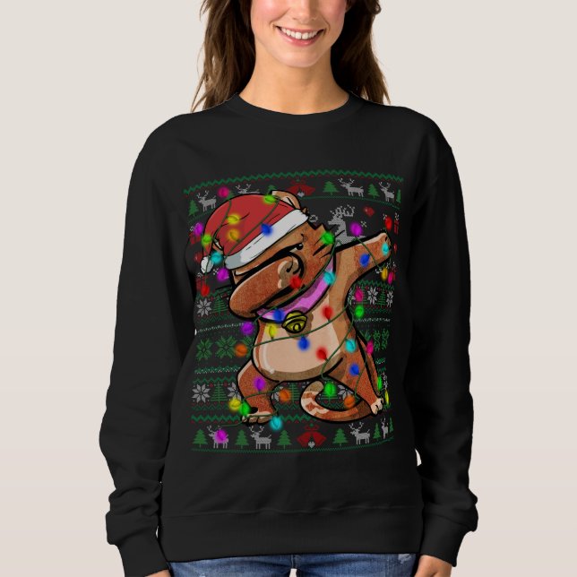Dabbing Cat Fairy Ljus Ugly jul Sweater Co. T Shirt (Framsida)