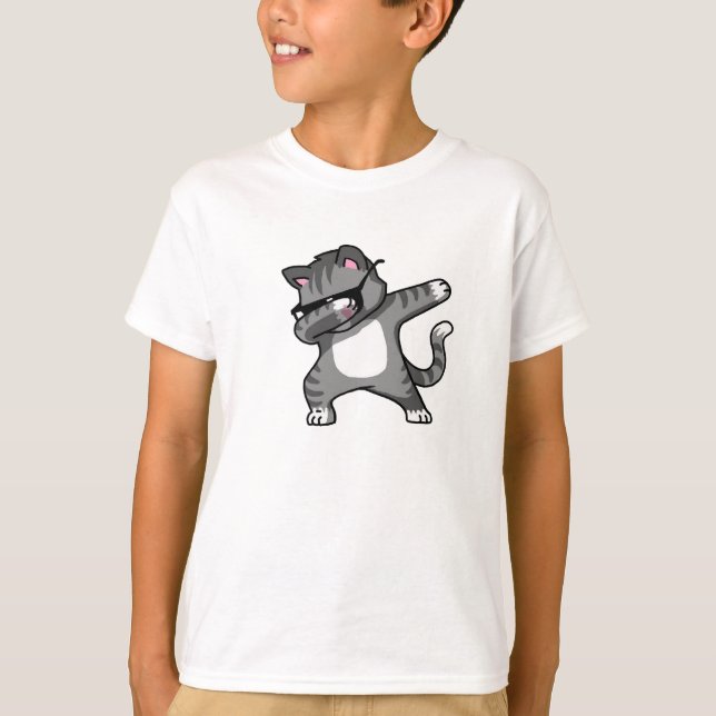 Dabbing Cat Rolig tröja Dab Hip hop T-Shirt (Framsida)