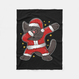 Dabbing Cat Santa - Finny jul Fleecefilt