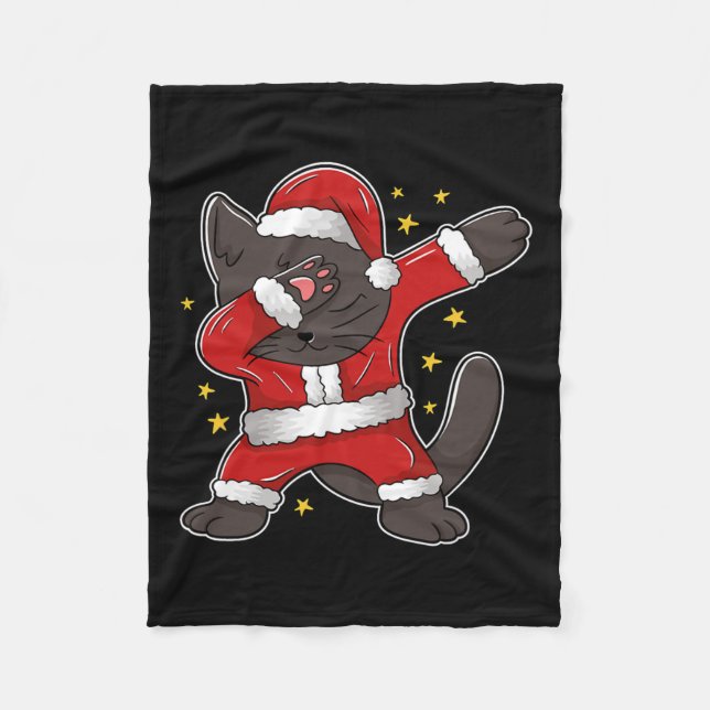 Dabbing Cat Santa - Finny jul Fleecefilt (Framsidan)