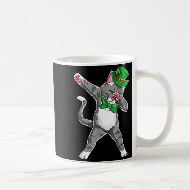 Dabbing Cat St Patricks Day Boys Girls Leprechaun  Kaffemugg (Höger)
