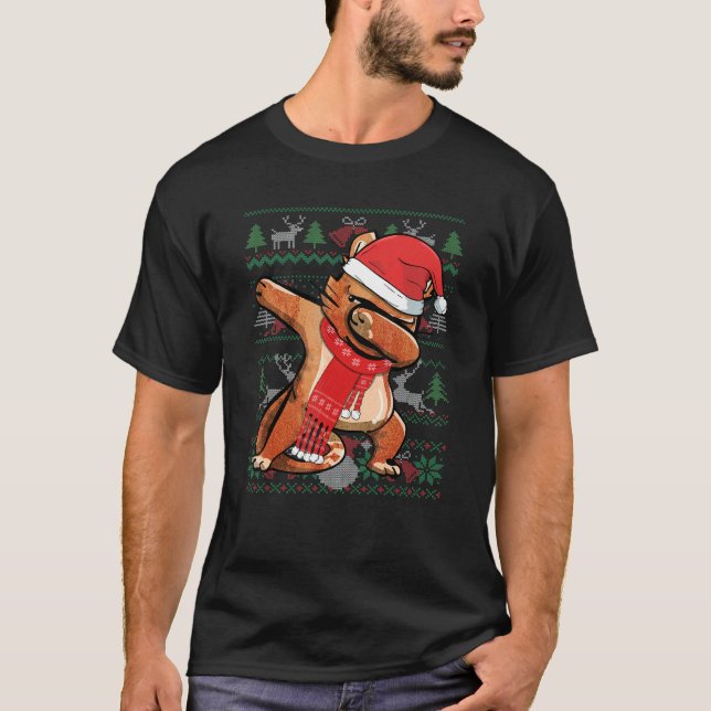 Dabbing Cat Ugly jul Sweater Funny Party Cos T Shirt (Framsida)