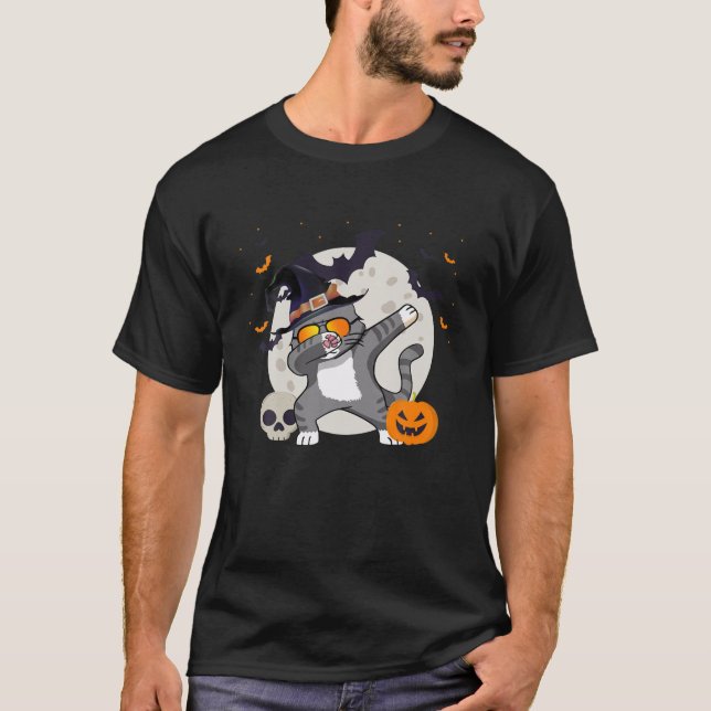 Dabbing Cat Witch T Shirt (Framsida)