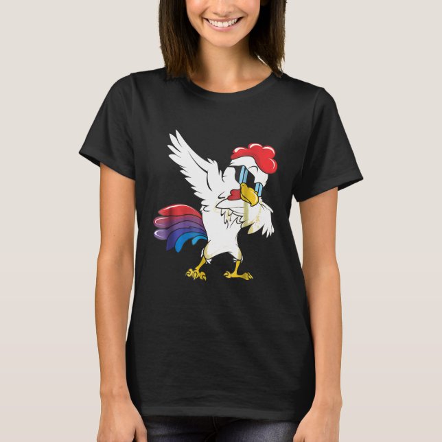 Dabbing Chicken Chicken Party Dekoration T Shirt (Framsida)