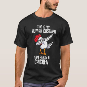 Dabbing Chicken Human Farmer Costume T Shirt