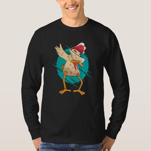 Dabbing Chicken  Rooster T Shirt (Framsida)