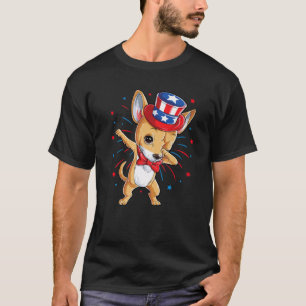 Dabbing Chihuahua 4:e juli Boys Kids Girls Amer T Shirt