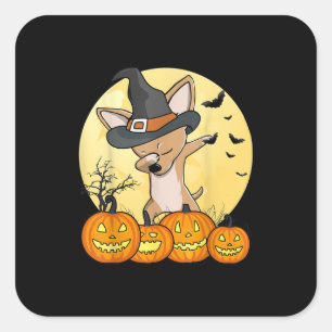 Dabbing Chihuahua Dab Dance Rolig hund Halloween Fyrkantigt Klistermärke