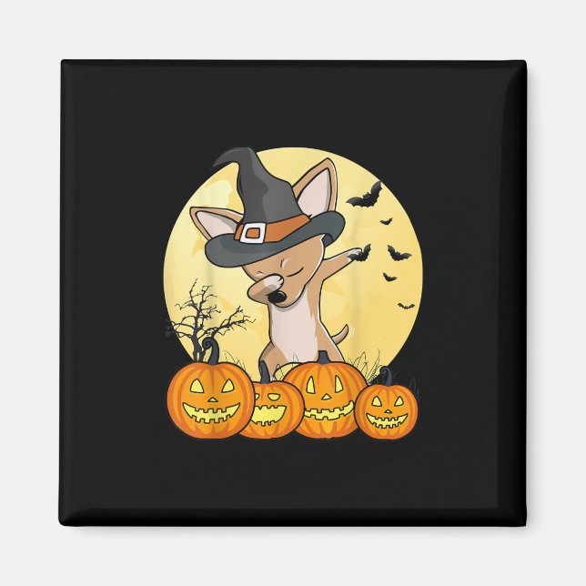 Dabbing Chihuahua Dab Dance Rolig hund Halloween Magnet (Framsidan)