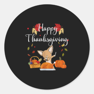 Dabbing Chihuahua DogTurkey Happy thanksgiving Runt Klistermärke