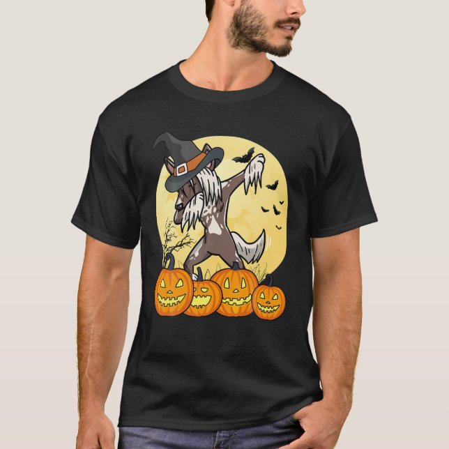 Dabbing Chinese Crested Dance Rolig hund Hallow T Shirt (Framsida)