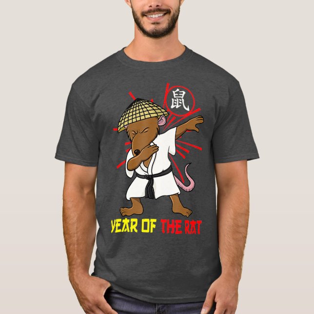 Dabbing Chinese Rat 2020 Year of the Rat Chinese T Shirt (Framsida)