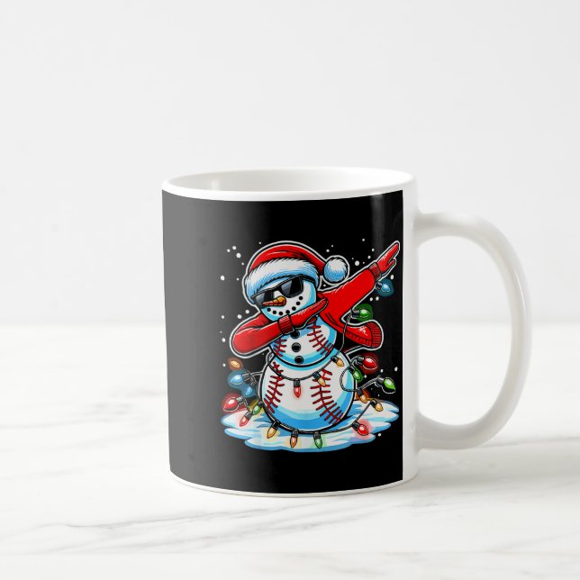 Dabbing Christmas Baseball Snowman Boys Baseball W Kaffemugg (Höger)