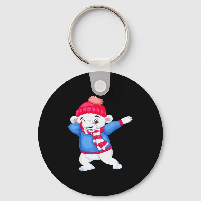 Dabbing Christmas Lar Bear Xmas Dab Kids Boys Girl Nyckelring (Framsida)