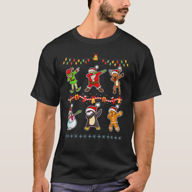 Dabbing Christmas Santa Elf Friends Dance Christma T Shirt (Framsida)