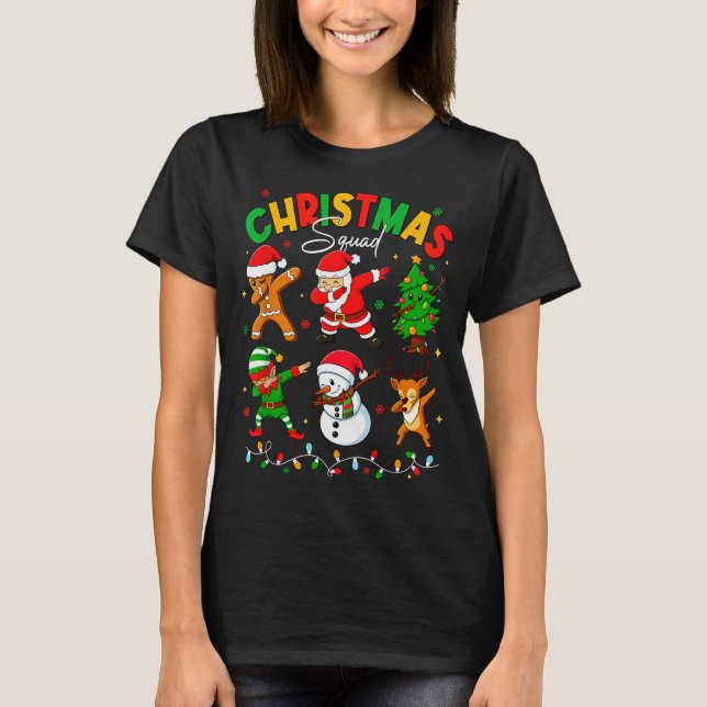 Dabbing Christmas Squad Santa Elf Family Matching  T Shirt (Framsida)