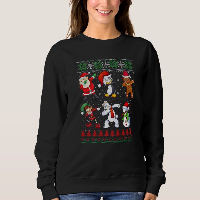 Dabbing Christmas Ugly Xmas Sweater Santa Dab Squa T Shirt (Framsida)