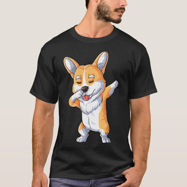 Dabbing Corgi Dog  Dab Dance T Shirt (Framsida)