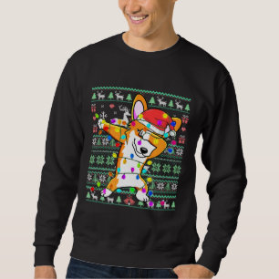 Dabbing Corgi Fairy Ljus Ugly julsötare Lång Ärmad Tröja