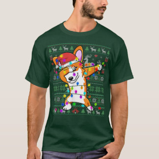 Dabbing Corgi Fairy Ljus Ugly julsötare T Shirt