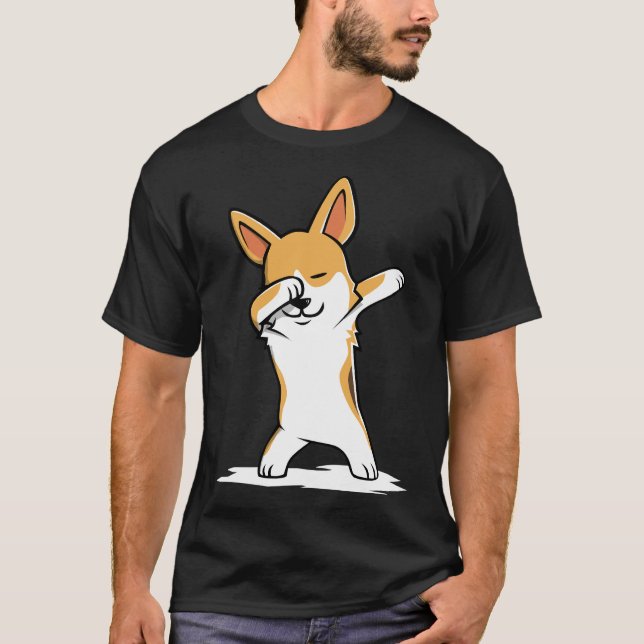Dabbing Corgi Funny T Shirt (Framsida)